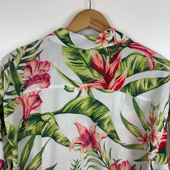 Marc New York Womens Floral Button Up Cropped Tie Waist Blouse Large Tropical - Picture 5 of 12